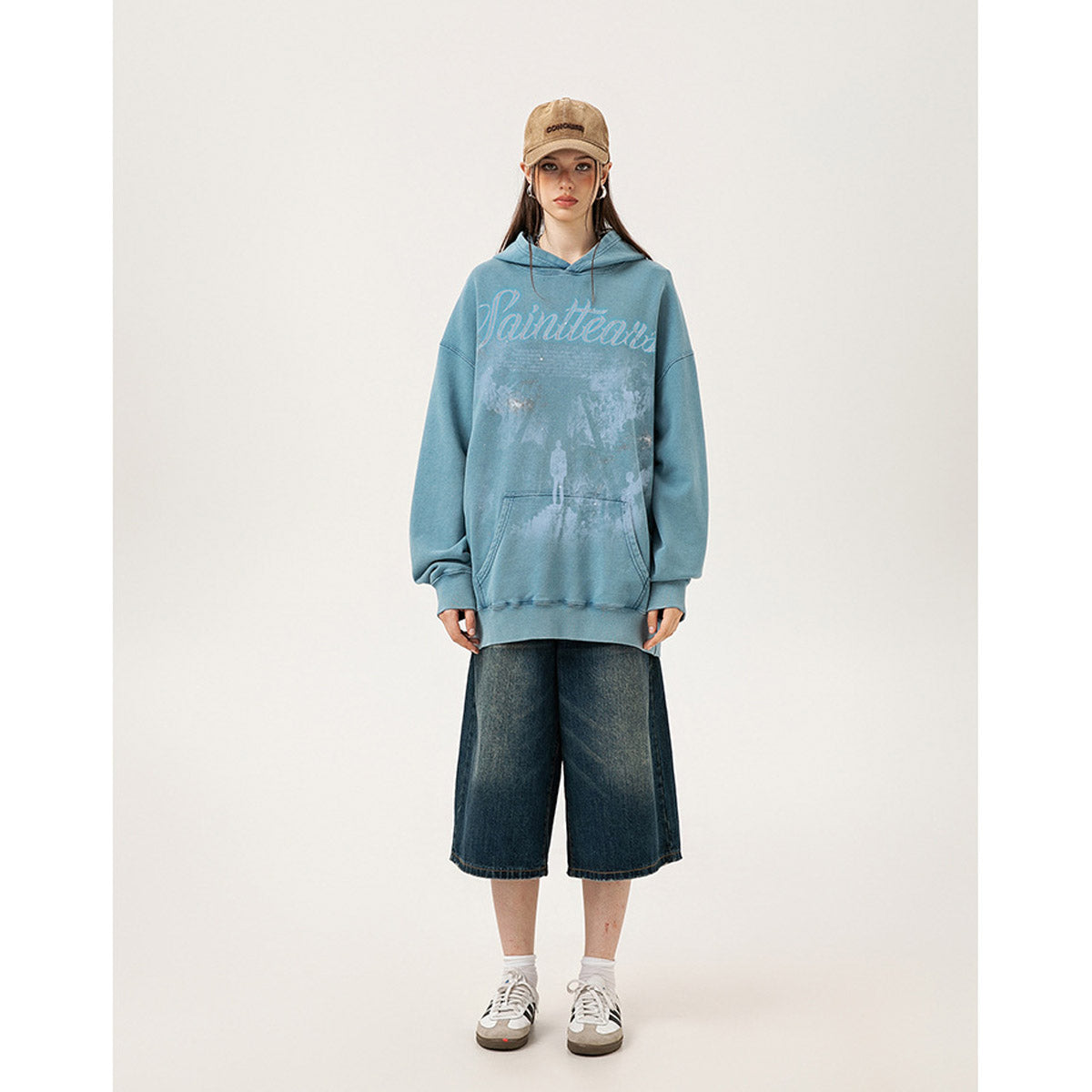 Unisex Hoodies Saint Michael Distressed Loose Hoodie