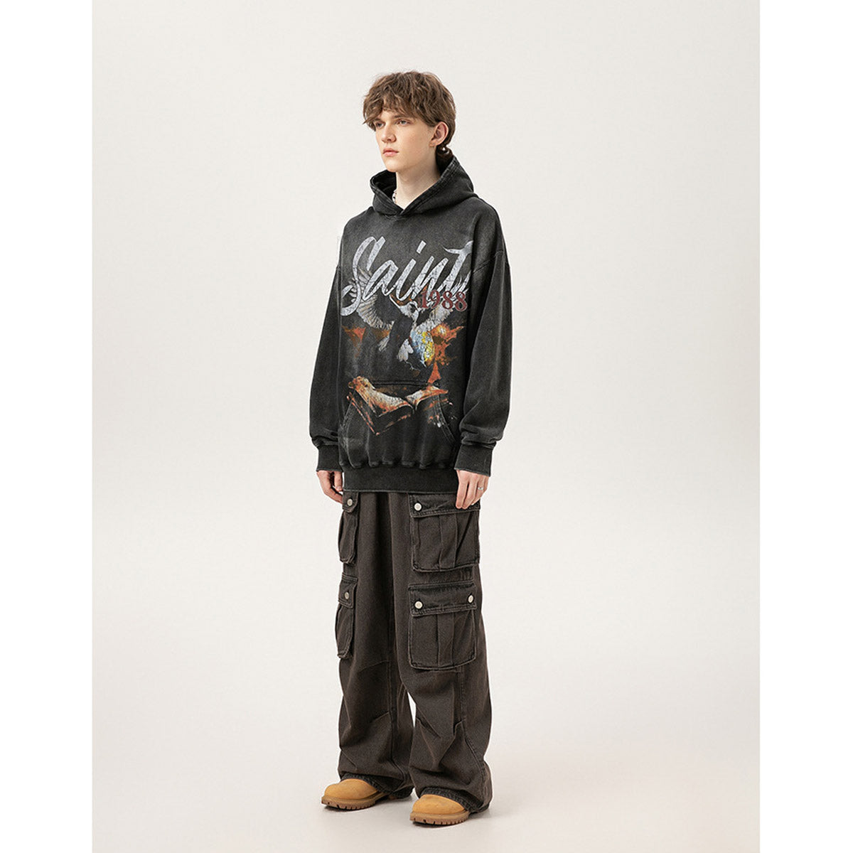 Unisex Hoodies Saint Michael Fashion Loose Old Hoodie