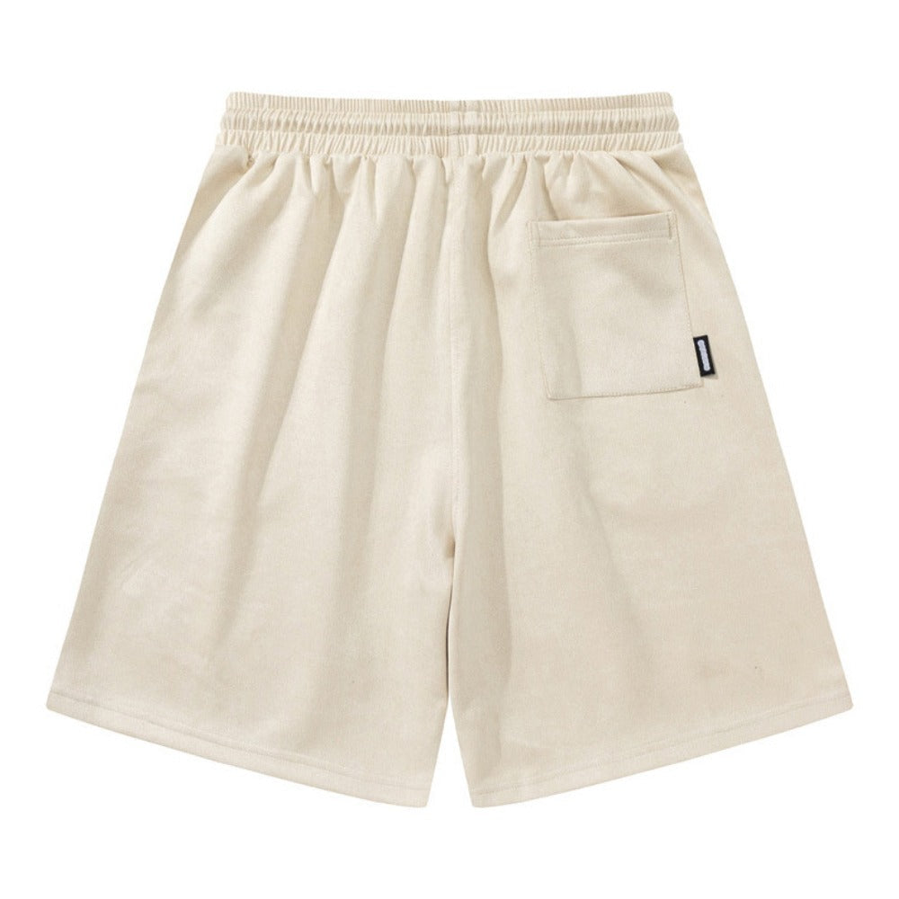 Men Shorts Solid Color Casual Shorts Loose Summer Elastic Waist