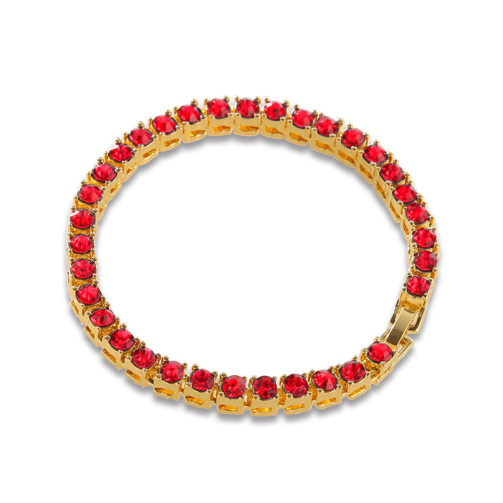 Bracelet Hip Hop Rhinestone Alloy Bracelet Colored Rhinestone Tennis Bracelet St. Valentine's