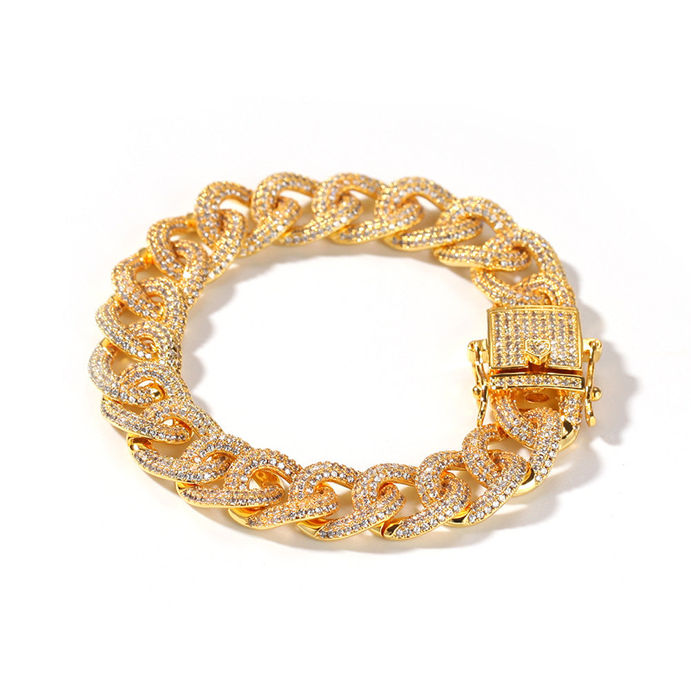 Bracelet Copper with Zircon Cuban Bracelet Hip Hop ins Spectrum St. Valentine's