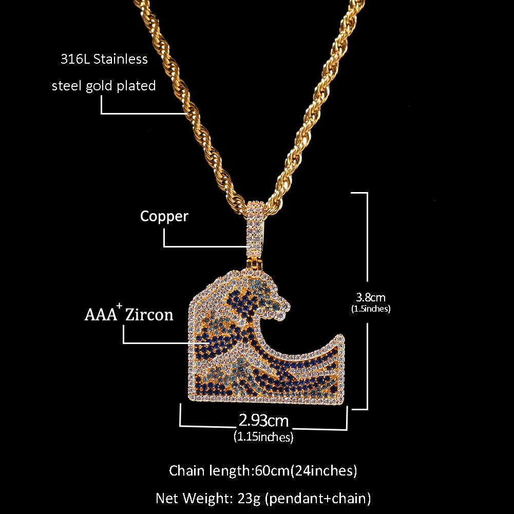 Jewelry Micro-set Zircon Kanagawa Surfing Color Zircon Spectrum