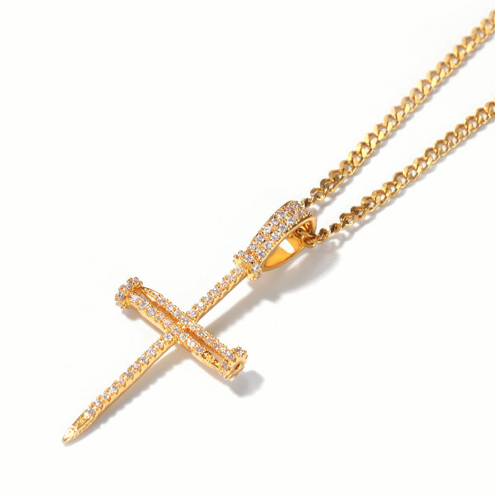 Jewelry Copper Zircon Cross Pendant Necklace Crosses Spectrum St. Valentine's