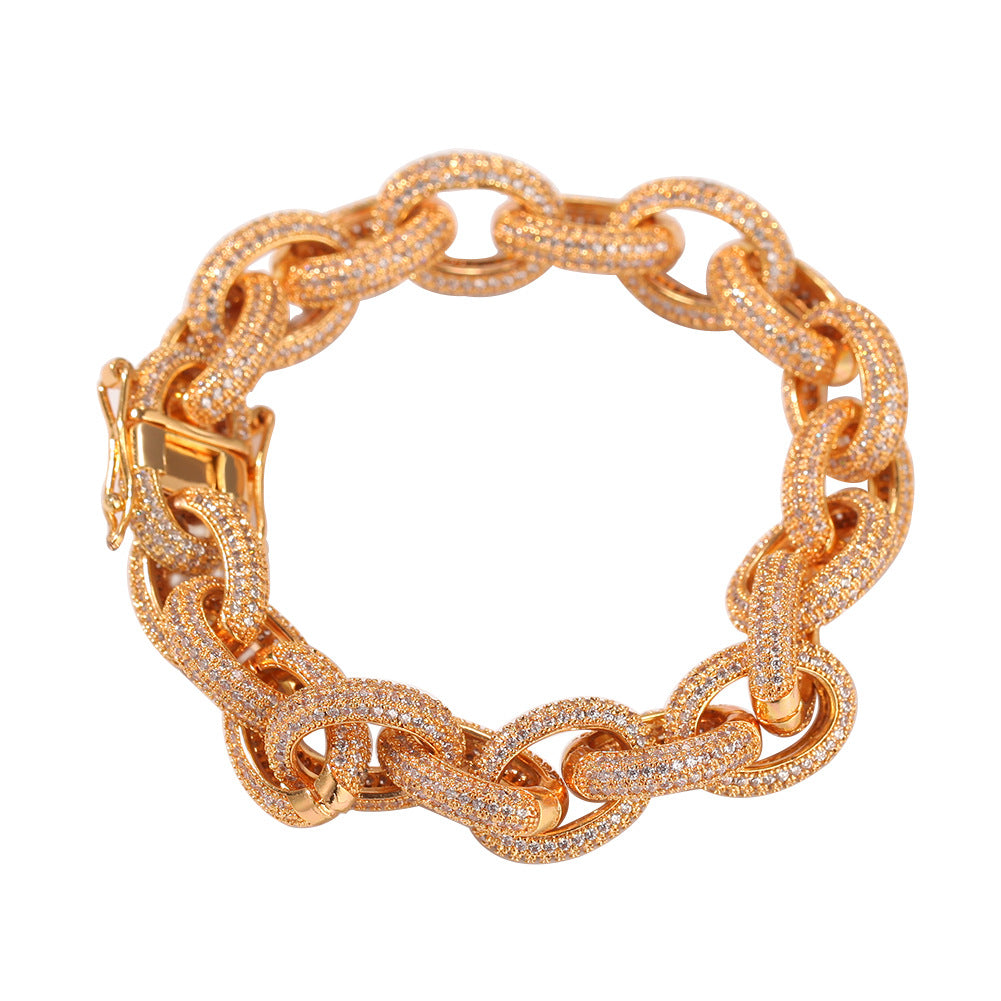 Bracelet Hip Hop Say Cross Bracelet Copper Zircon hiphop Spectrum Crosses