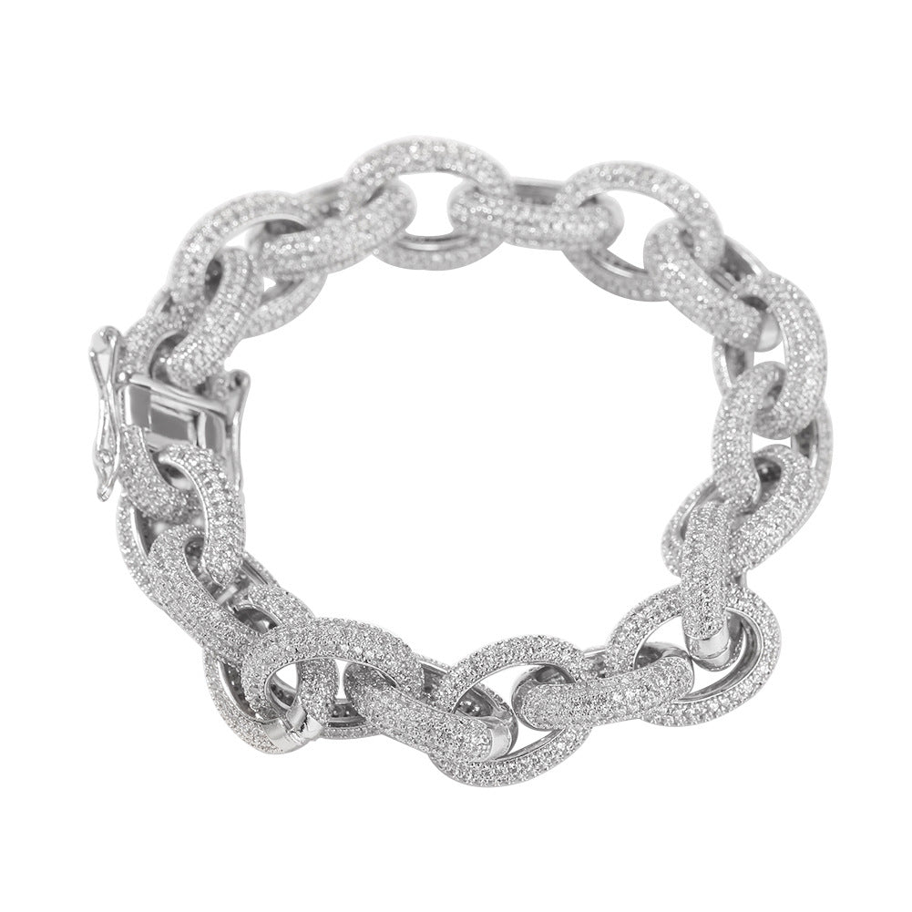 Bracelet Hip Hop Say Cross Bracelet Copper Zircon hiphop Spectrum Crosses