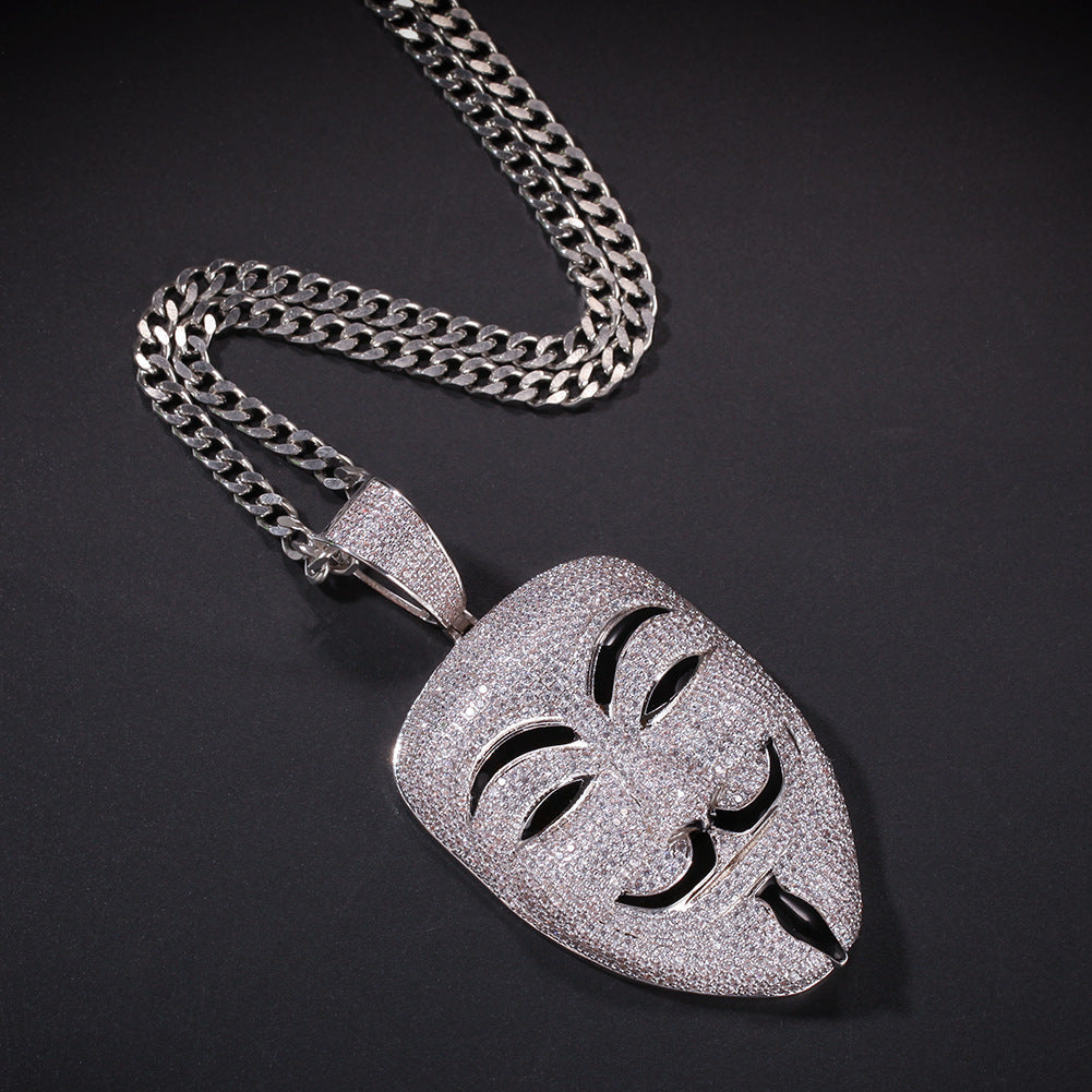 Jewelry Copper Inlaid AAA Zircon Smiley Mask Pendant Hip Hop Jesus Pieces Spectrum