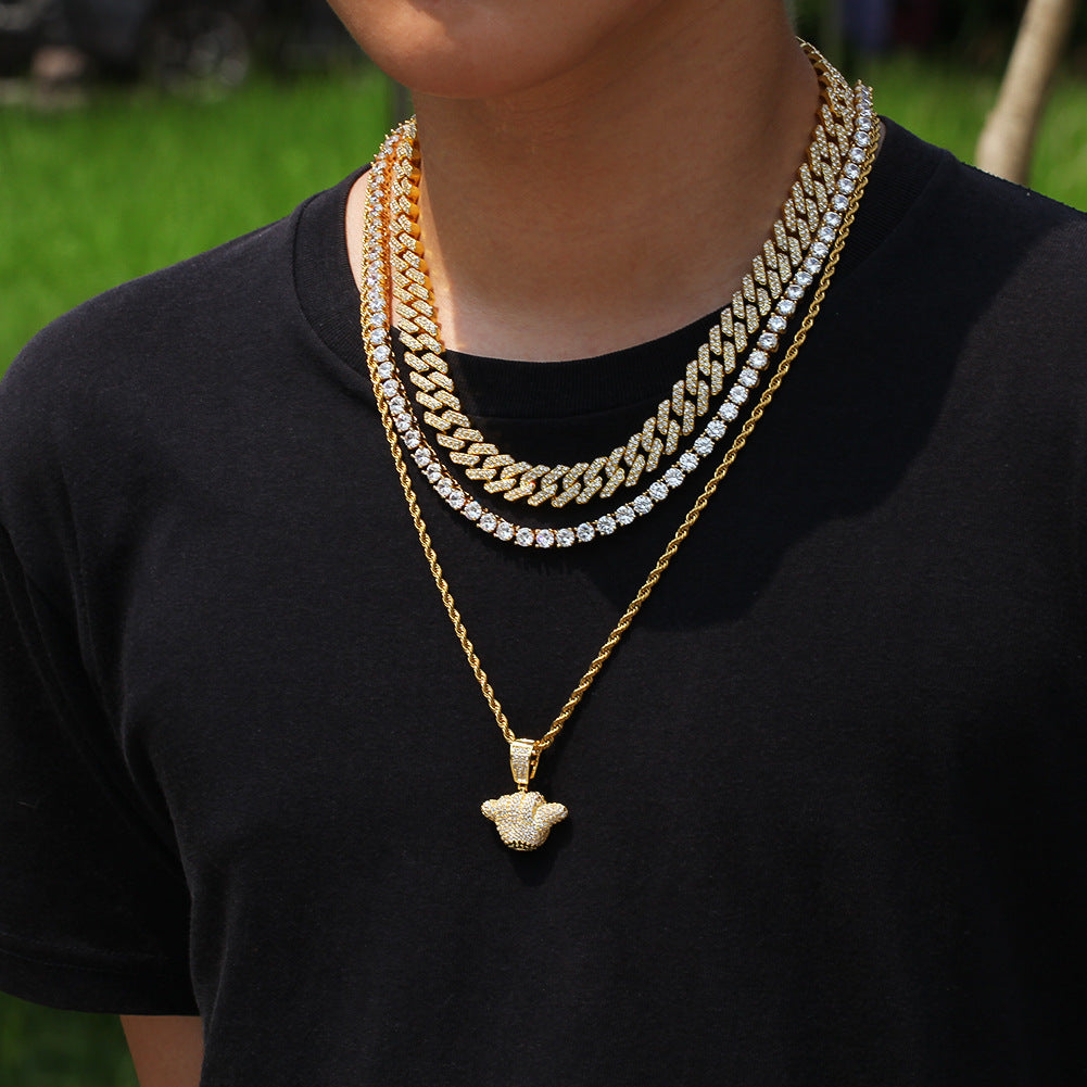 Jewelry Gold Plated 666 Pendant Necklace Pendant Hiphop Number Pieces Spectrum