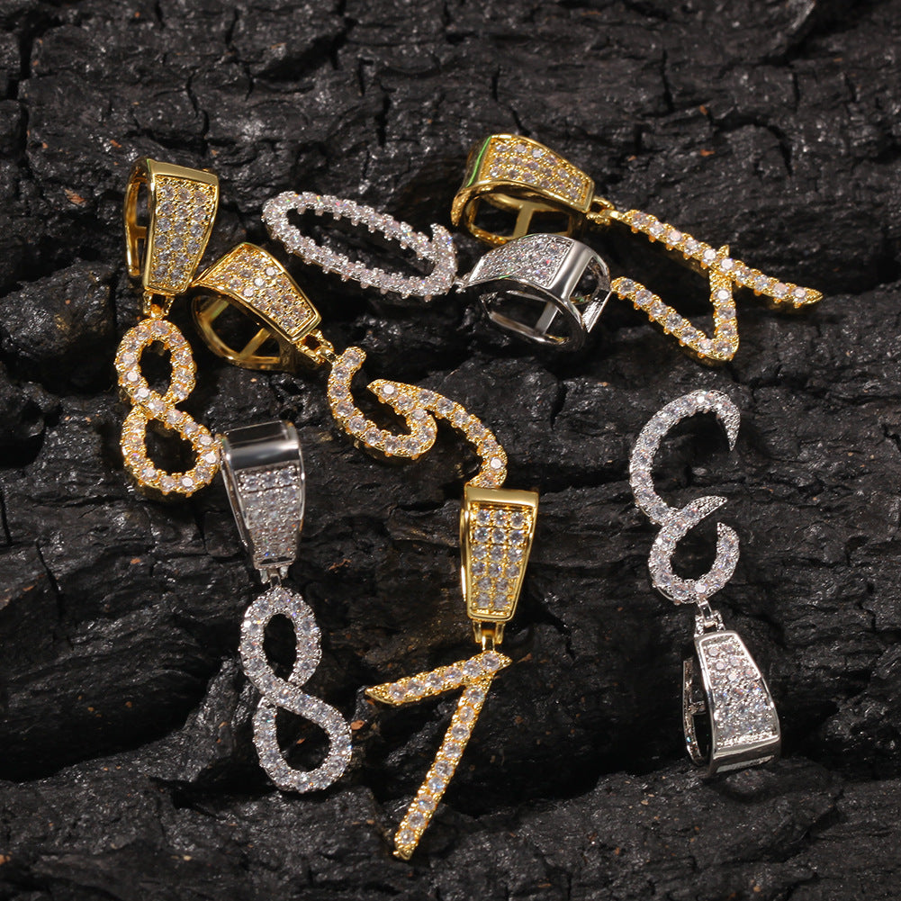 Jewelry Grass Numeral Alphabet Pendant Copper Inlaid Zircon Word Up Spectrum