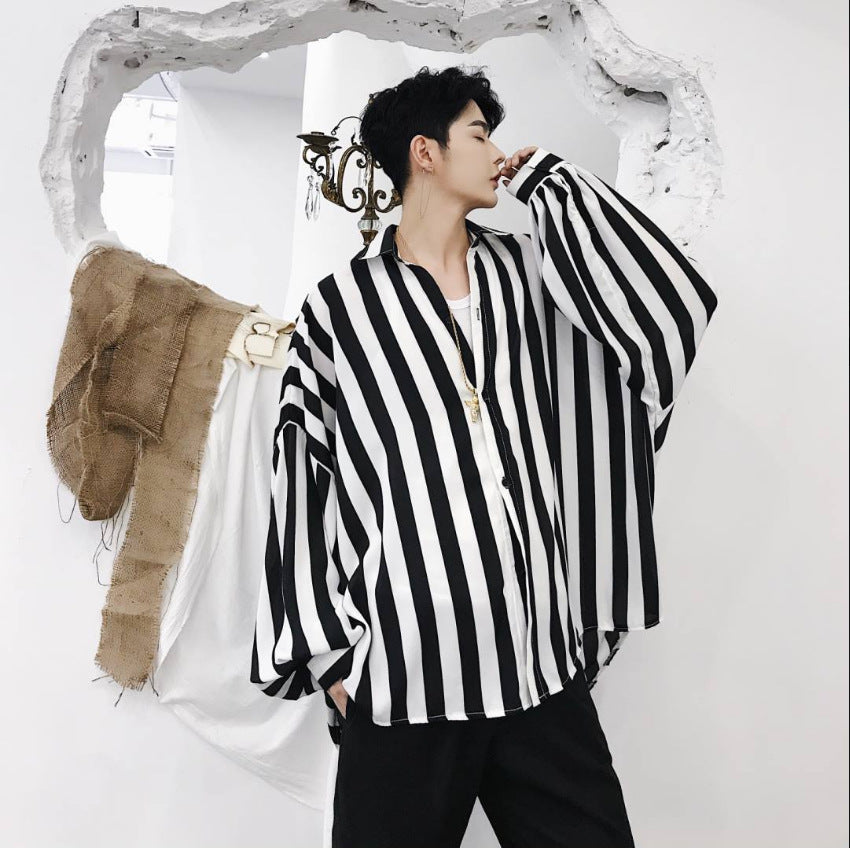 Men Shirts Stripes All-Matching Loose Casual
