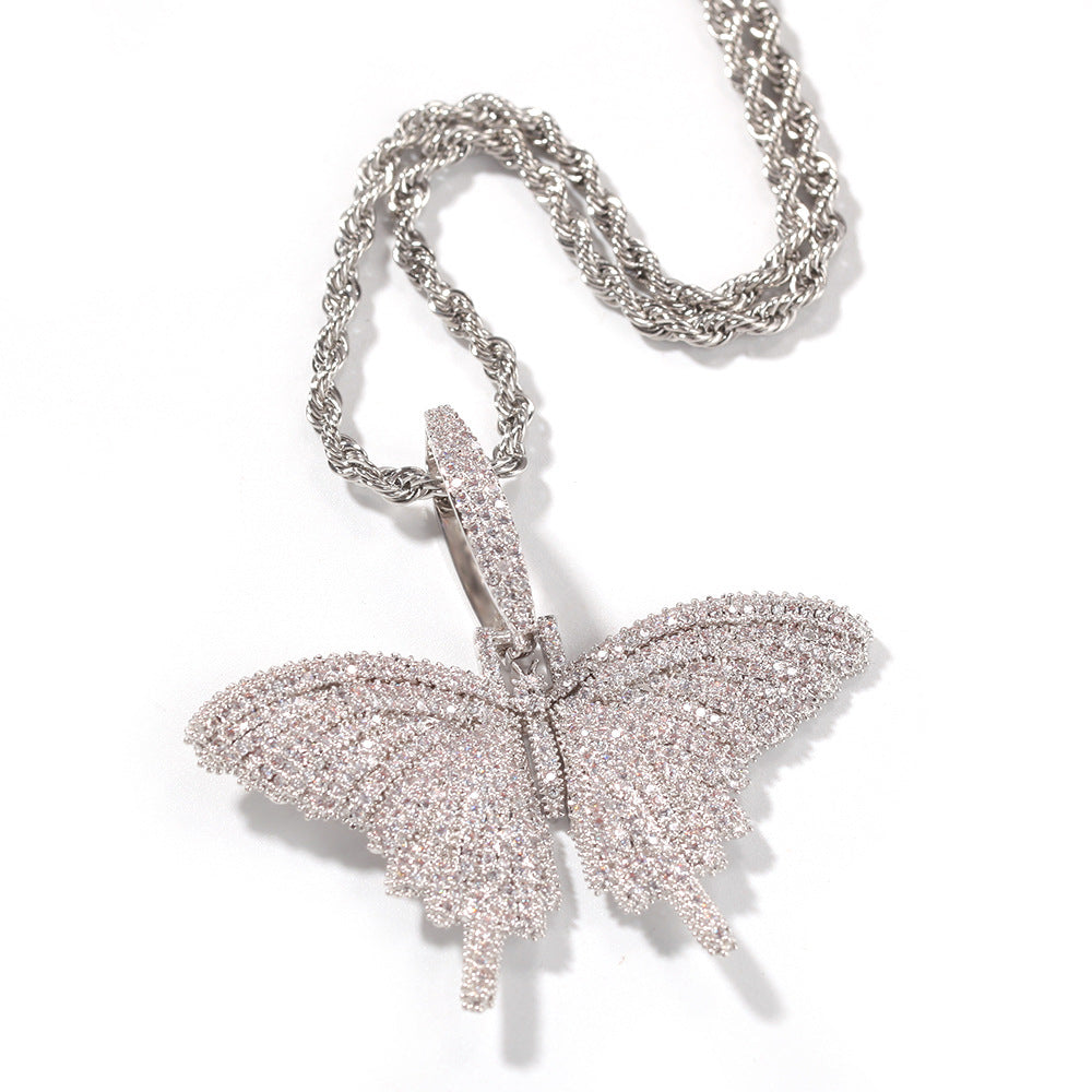Jewelry Copper Zircon Colored Butterfly Pendant Necklace ins Animal St. Valentine's Spectrum