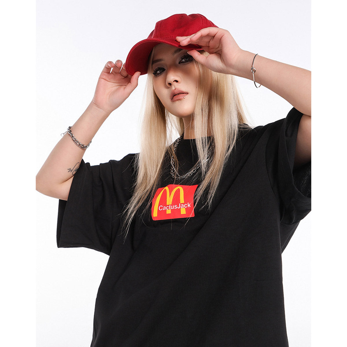Unisex T-Shirts TRAVIS SCOTT Loose McDonald Buy M Letter Short Sleeves