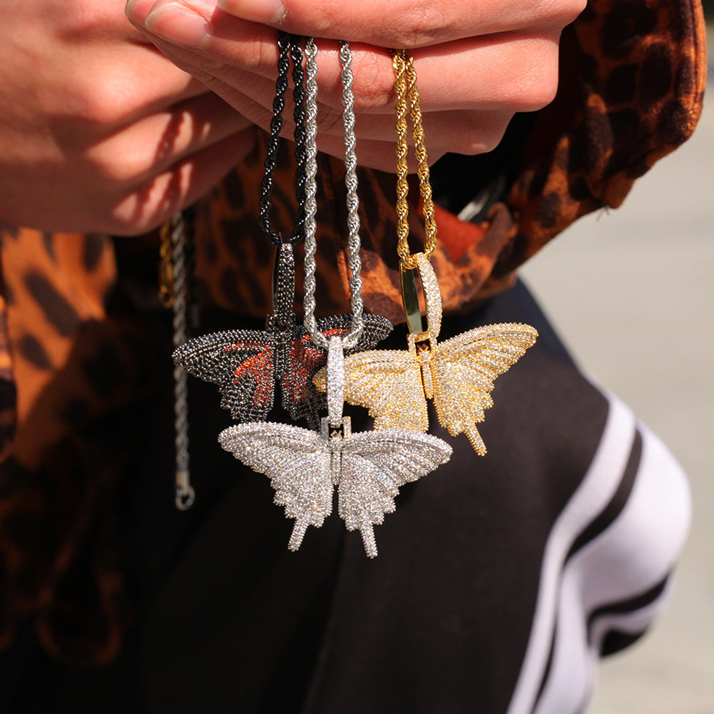 Jewelry Copper Zircon Colored Butterfly Pendant Necklace ins Animal St. Valentine's Spectrum