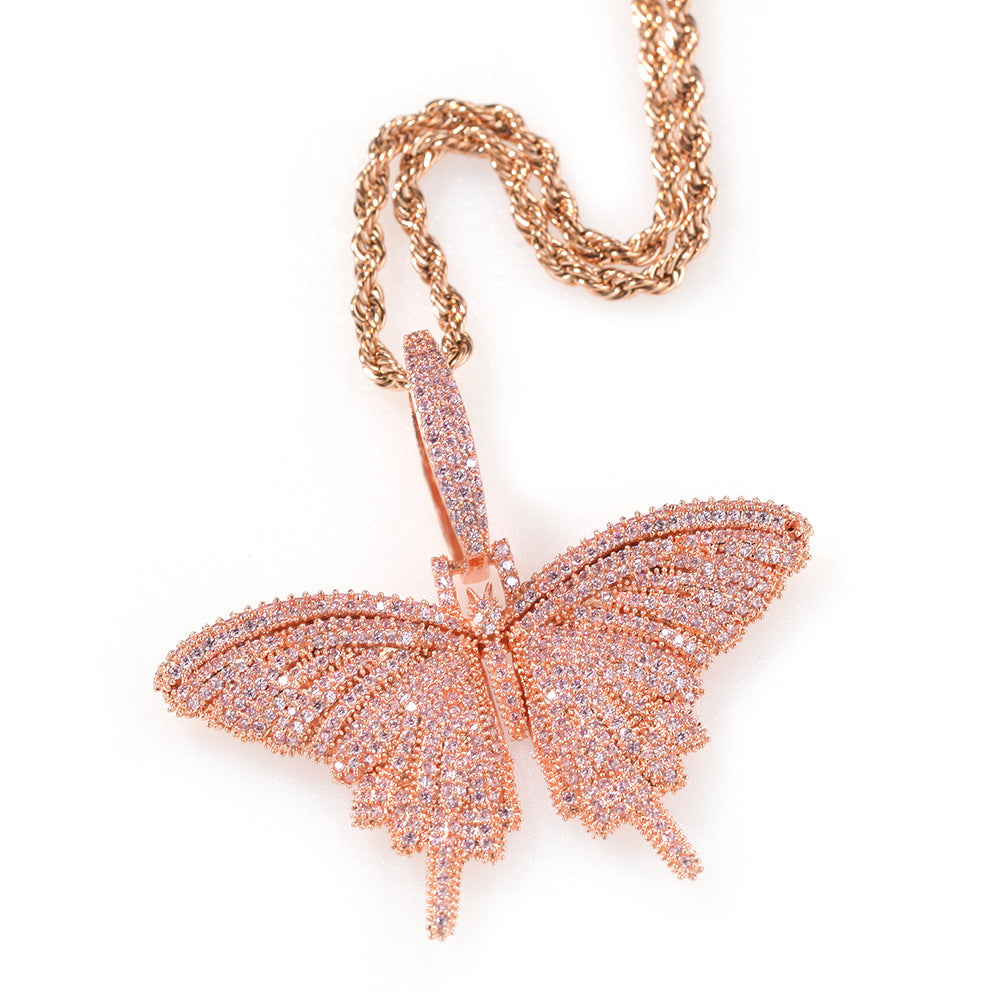 Jewelry Copper Zircon Colored Butterfly Pendant Necklace ins Animal St. Valentine's Spectrum