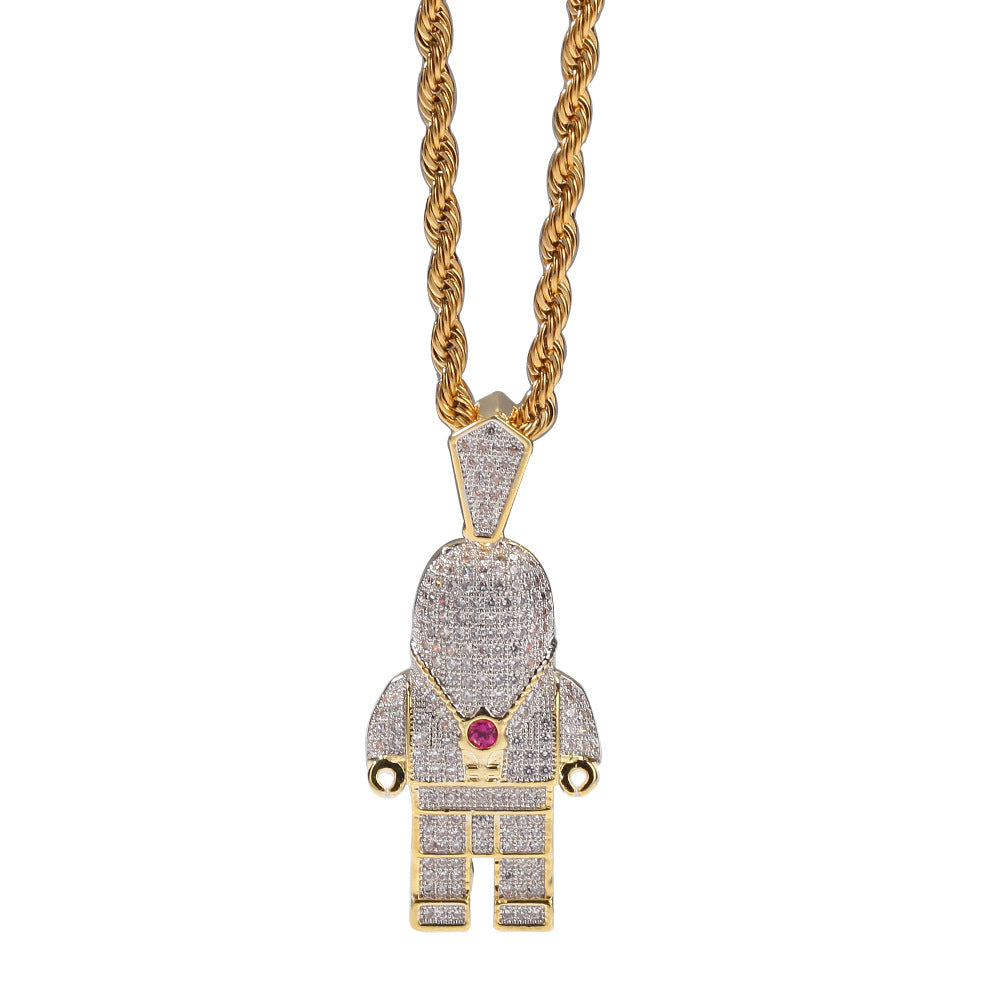 Jewelry Diamond Astronaut Astronaut Hip Hop Pendant Necklace Spectrum