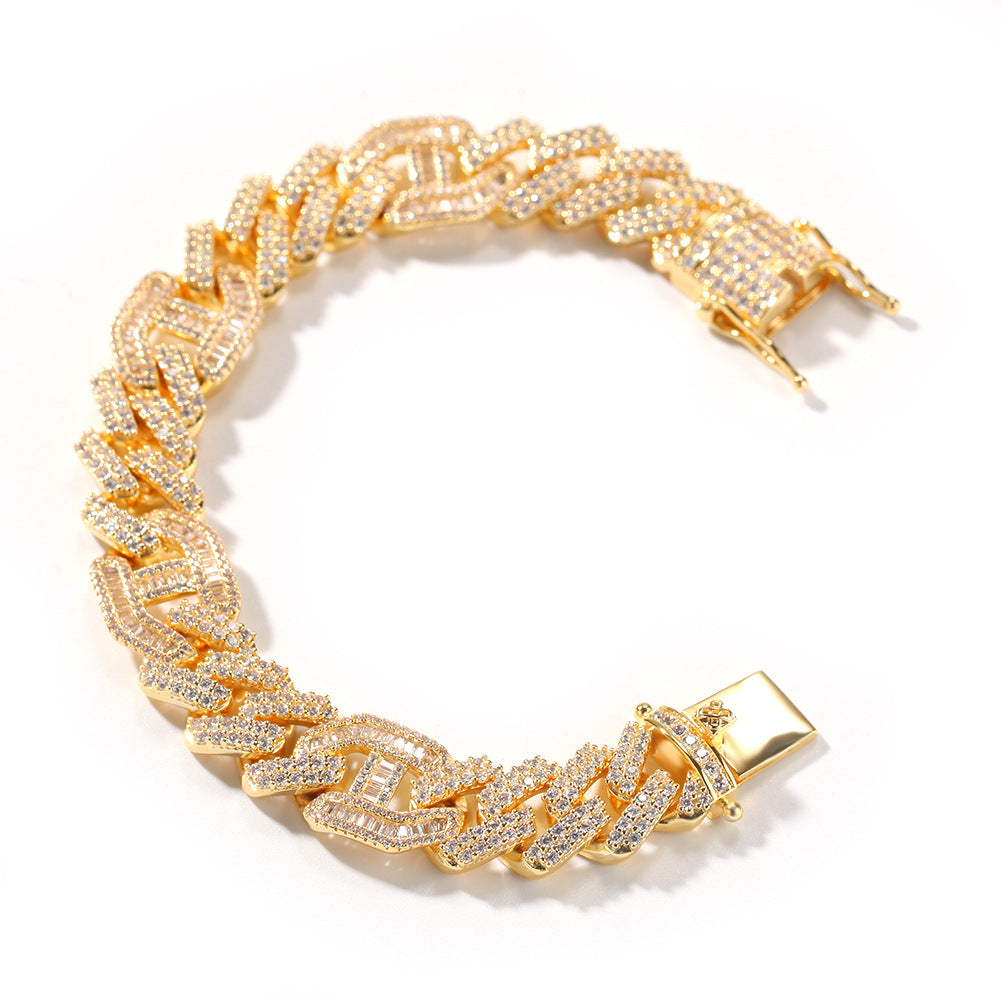 Bracelet Hiphop Zircon Strip Cuban Bracelet Spectrum Royalty