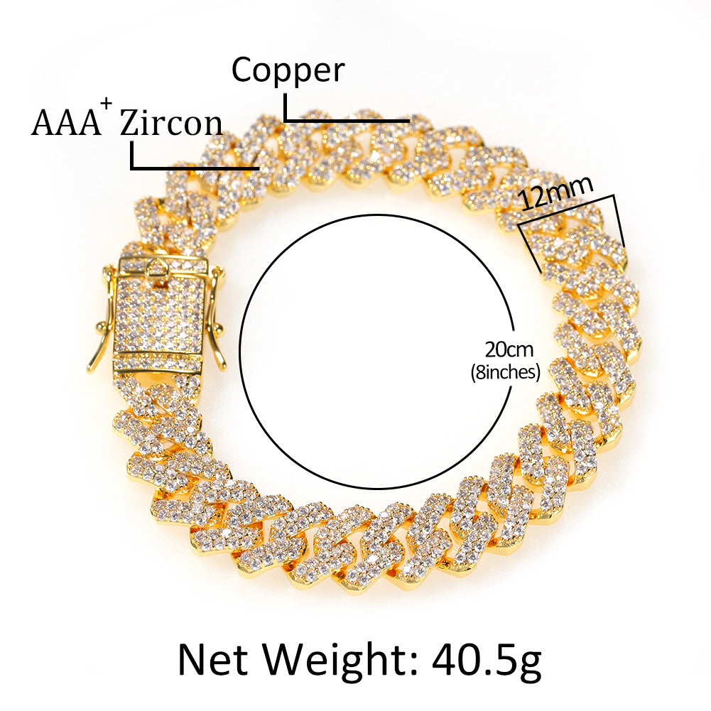 Bracelet Diamond Bracelet 12mm Bar Cuban Chain Royalty Spectrum St. Valentine's