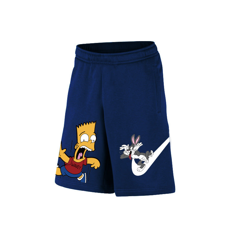 NBA Shorts Cotton Shorts Men's Trend Cartoon Printed Beach Pants