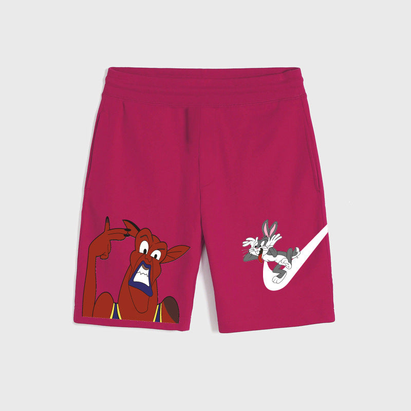 NBA Shorts Cotton Shorts Men's Trend Cartoon Printed Beach Pants