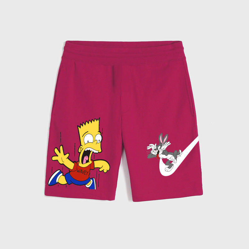 NBA Shorts Cotton Shorts Men's Trend Cartoon Printed Beach Pants