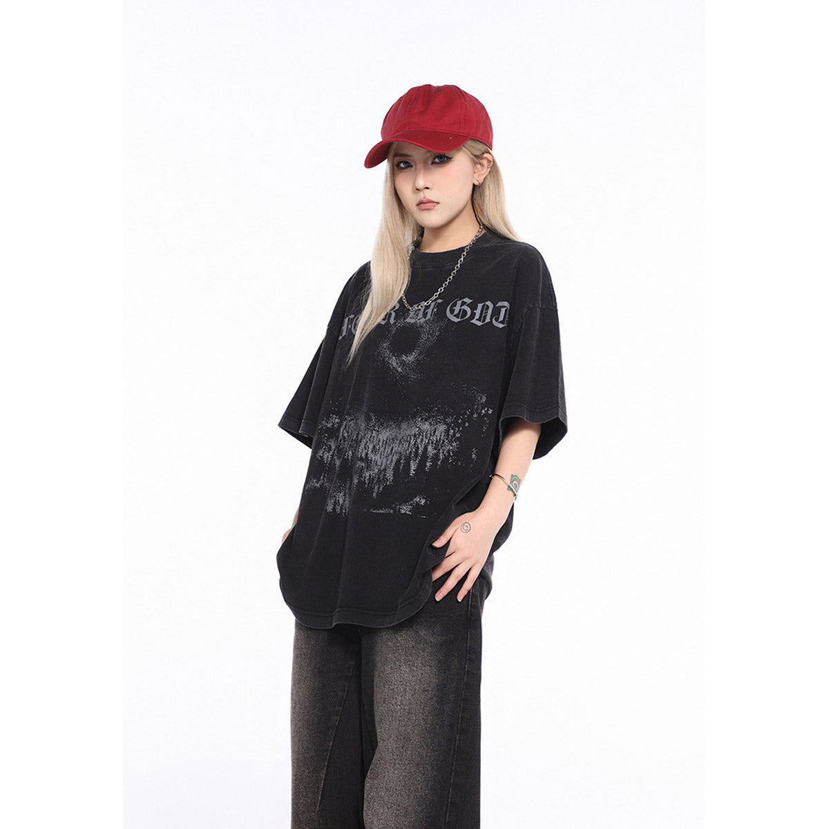 Unisex T-Shirts FOG Vintage Jesus Cross Loose Short Sleeves