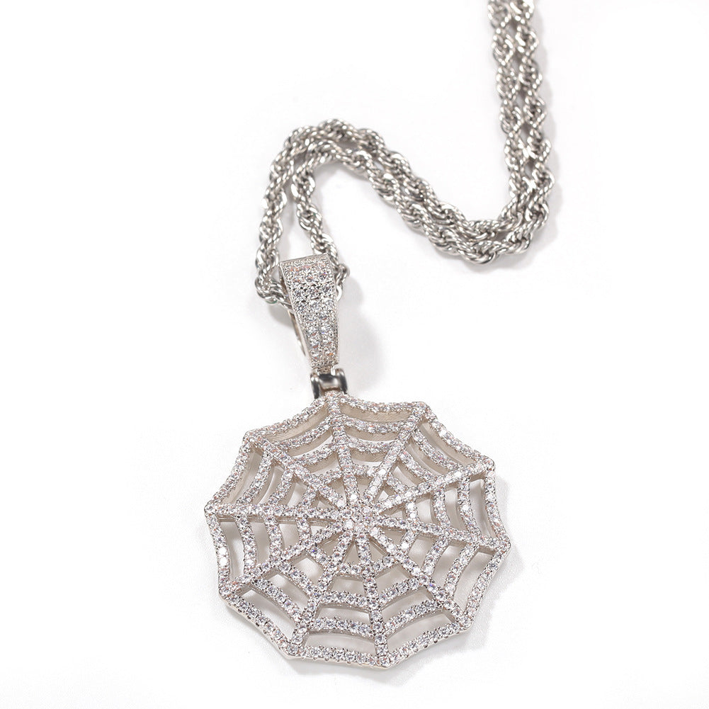 Jewelry Hip Hop 3A Zircon Spider Web Necklace