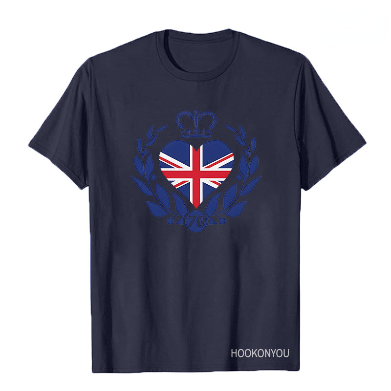 Inspired by Queen's Platinum Jubilee 2022 Elizabeth 70 Years T-shirt Printed round Neck Short Sleeve T-shirt