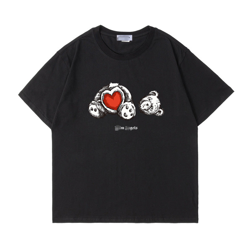 Palm Angels T Shirts Palm Angels Love Teddy Bear Printed Short Sleeve T-shirt
