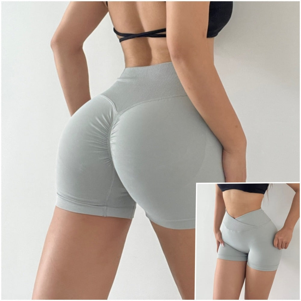 Women Yoga Sports Shorts Yoga Shorts Elastic High Waist Running Workout Shorts