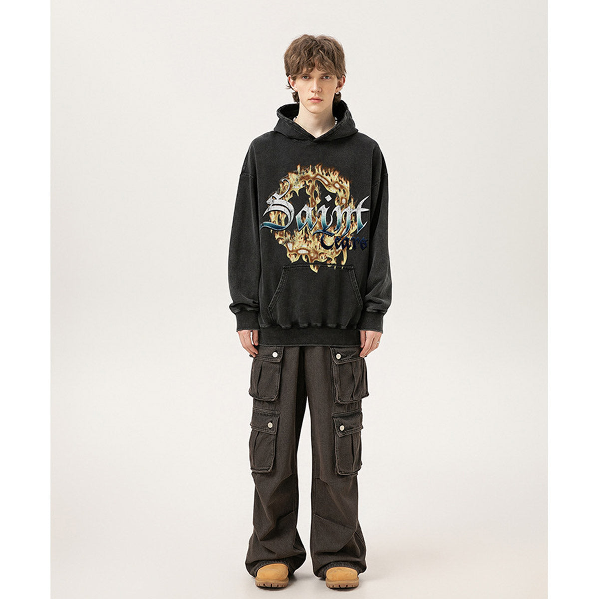 Unisex Hoodies Saint Michael Old Casual Loose Sweater
