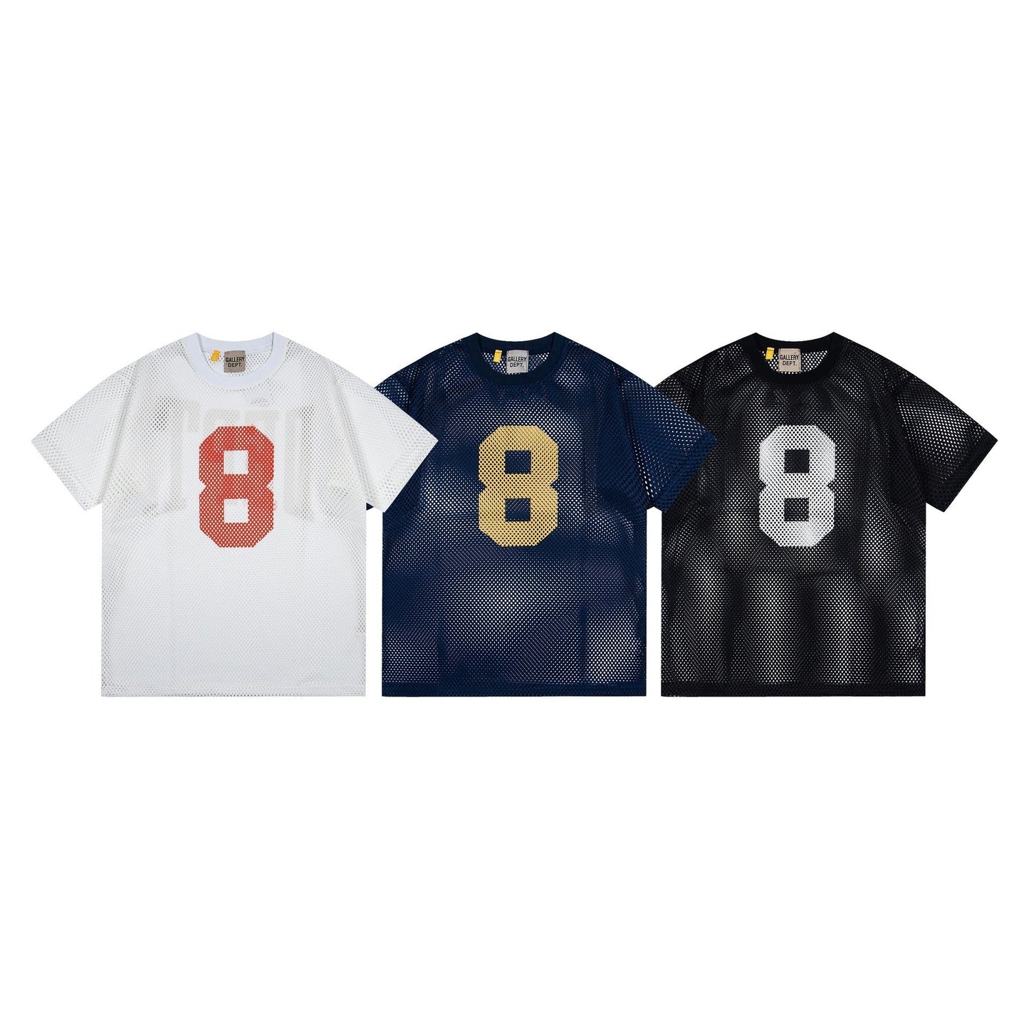 Gallery Dept T-Shirt Alphabet Print Hollow Mesh Short Sleeve T-Shirt
