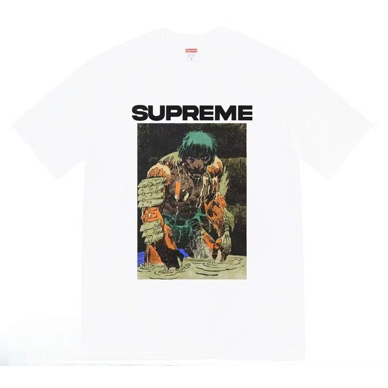Supreme Men's Alphabet Cartoon Printed Cotton T-shirt Couple