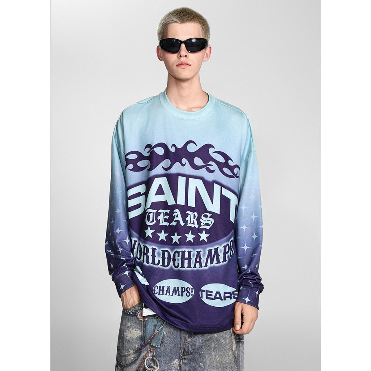 Mens Long Sleeve Shirt Saint Michael Loose Long Sleeve Shirt
