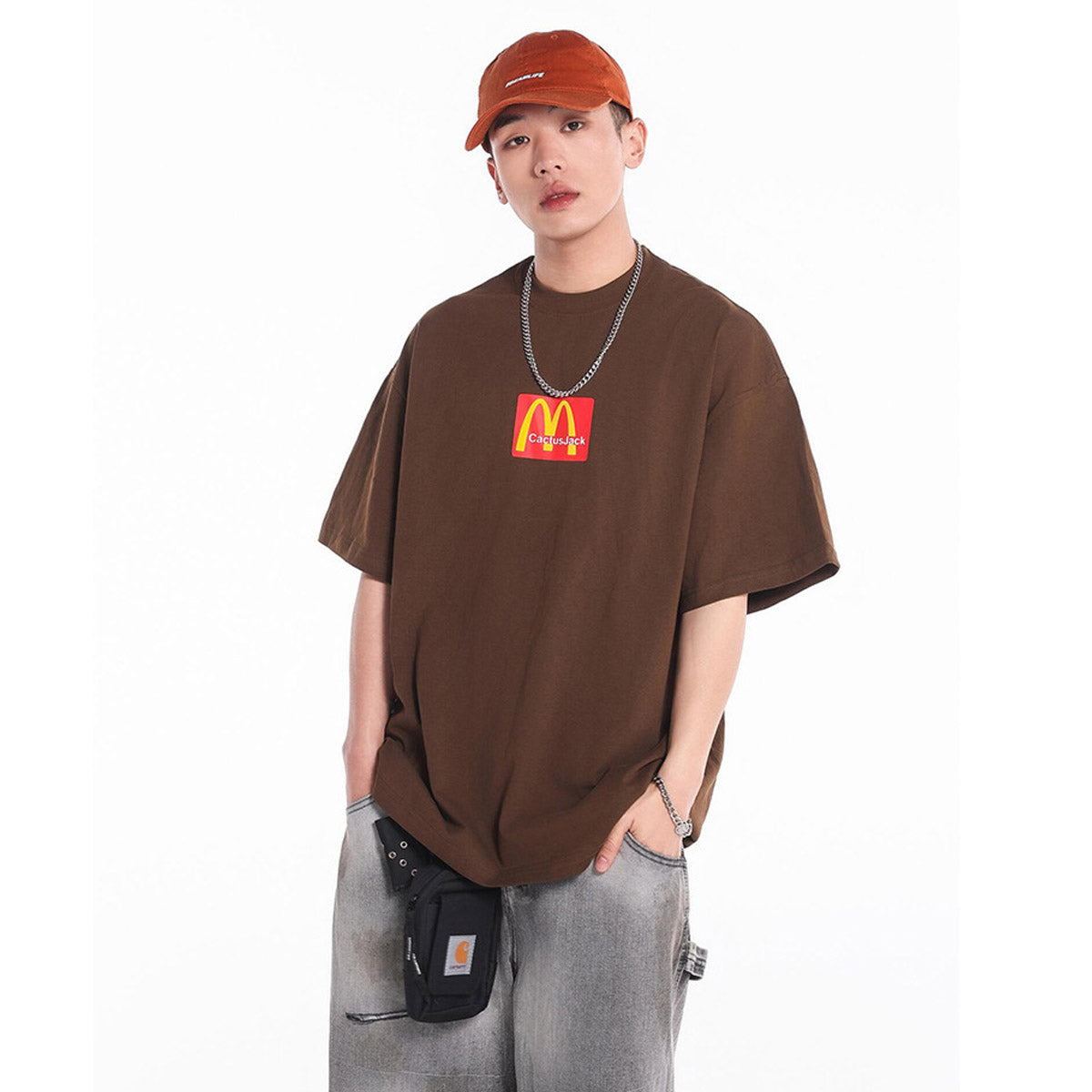 Unisex T-Shirts TRAVIS SCOTT Loose McDonald Buy M Letter Short Sleeves