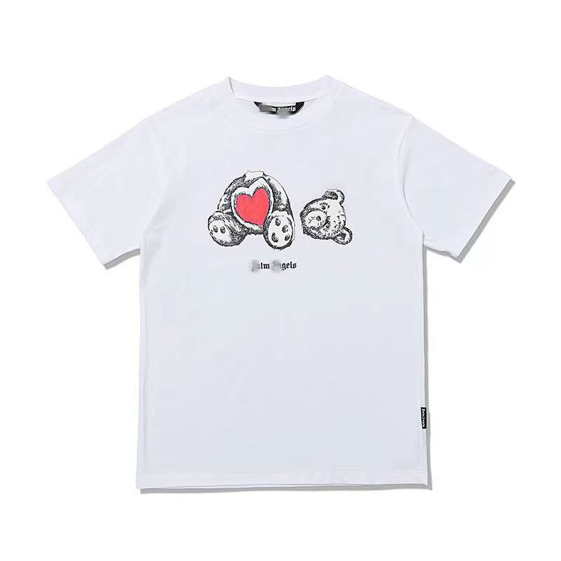 Palm Angels T Shirts Angel Broken Head Heart Printing Short Sleeve T-shirt Men's Loose