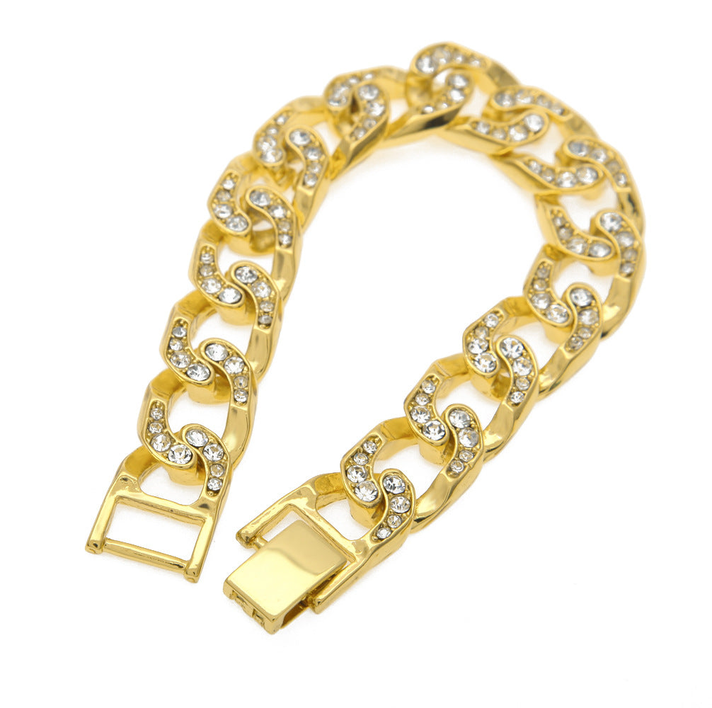 Bracelet Cuban Chain Miami Bracelet Gold Plated with Diamonds St. Valentine's Spectrum