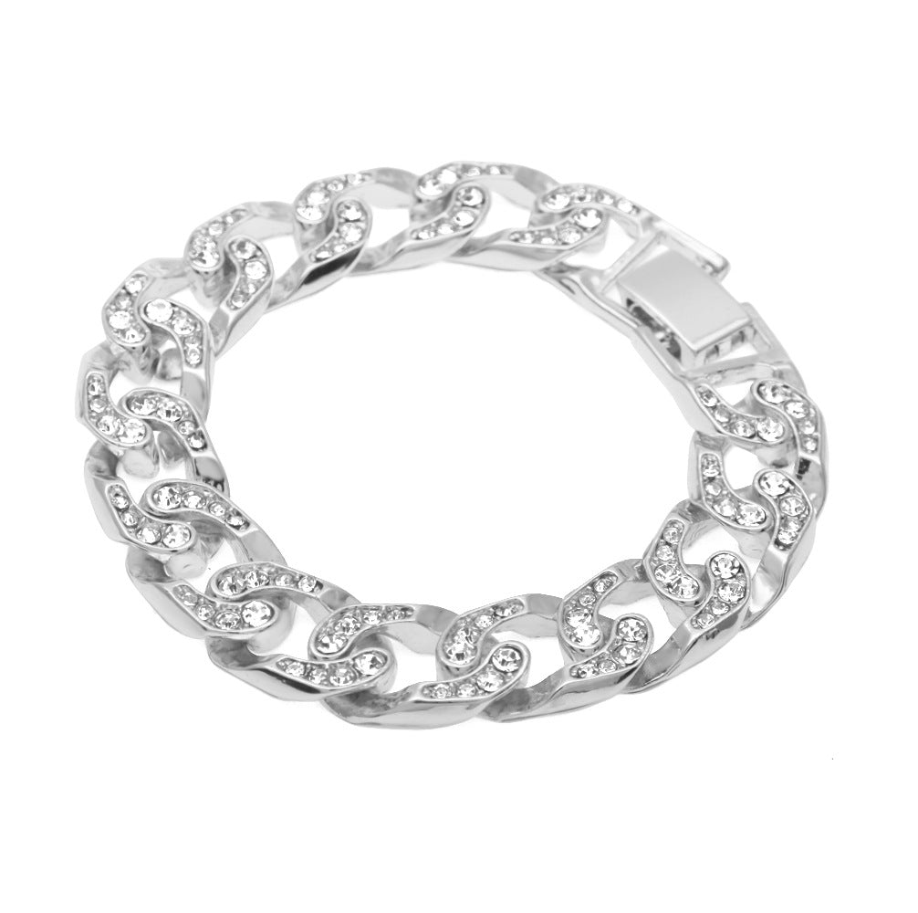 Bracelet Cuban Chain Miami Bracelet Gold Plated with Diamonds St. Valentine's Spectrum