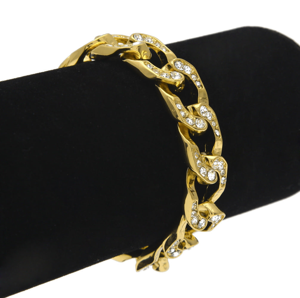 Bracelet Cuban Chain Miami Bracelet Gold Plated with Diamonds St. Valentine's Spectrum