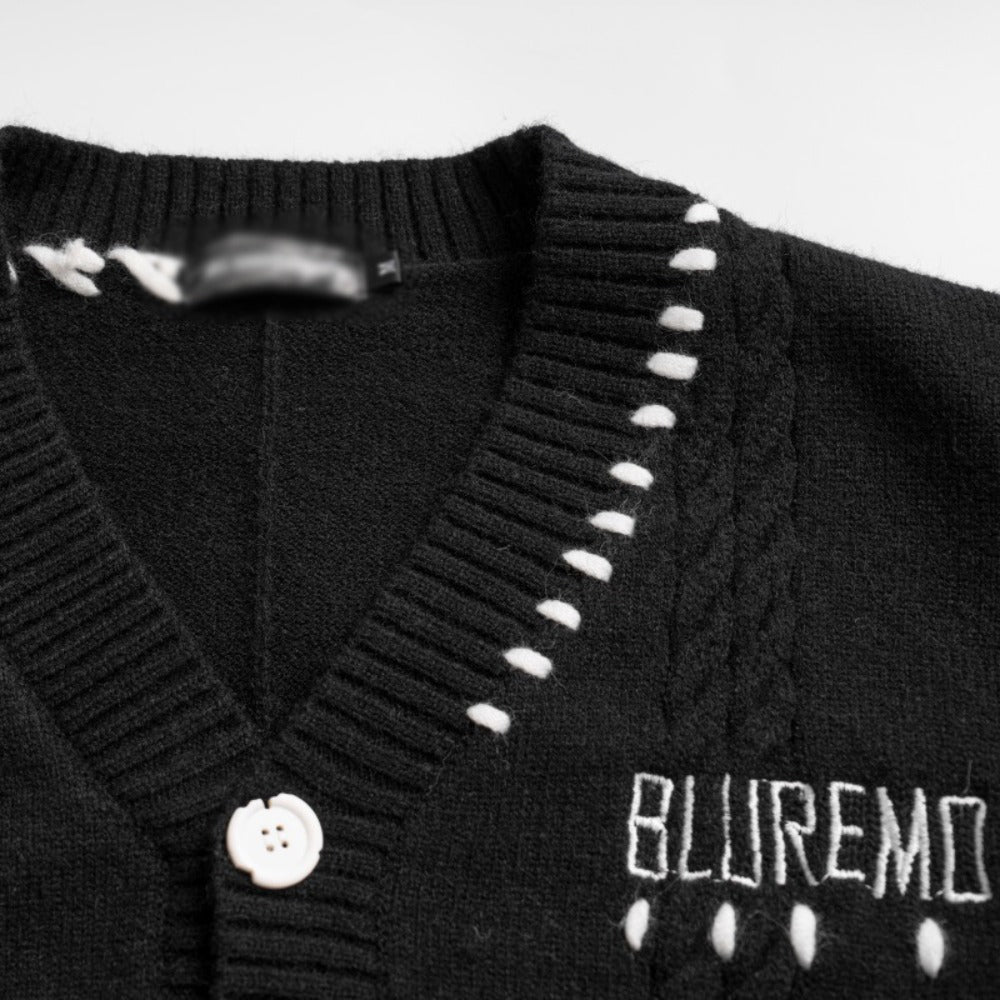 Men Sweater V-neck Sweater Coat Loose Casual Thickening