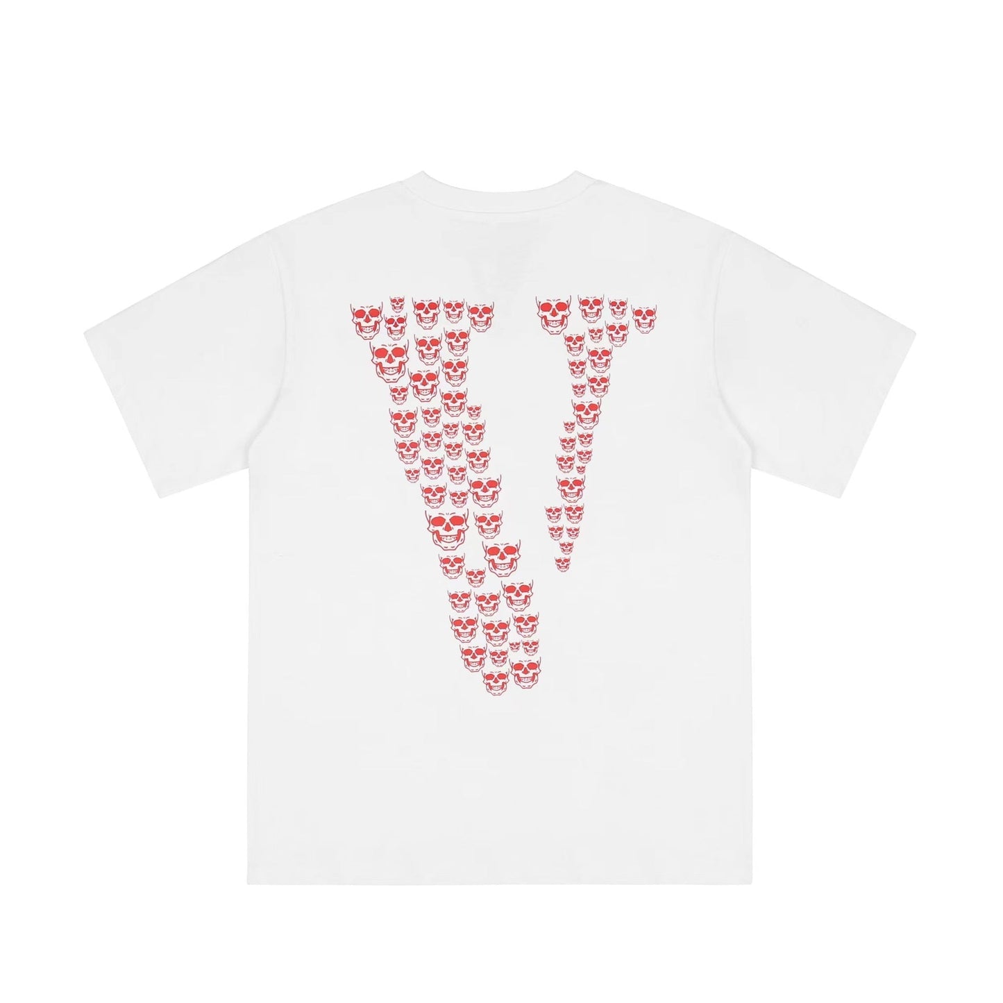 Vlone T Shirts Skull Large V Printed Short Sleeve T-shirt Men and Women Couple High Street Loose Half Sleeve