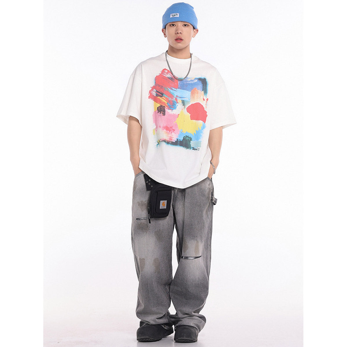 Unisex T-Shirts Graffiti Print GALLERY DEPT Casual, Loose T-Shirt