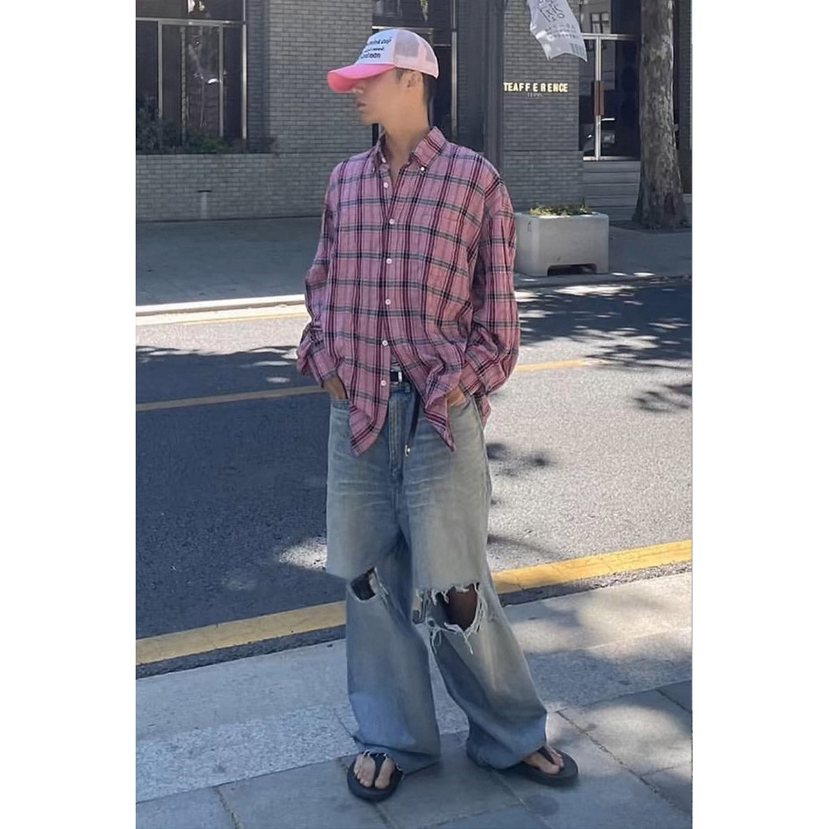 Unisex Shirts Our Legacy Pink Checked Loose Shirt