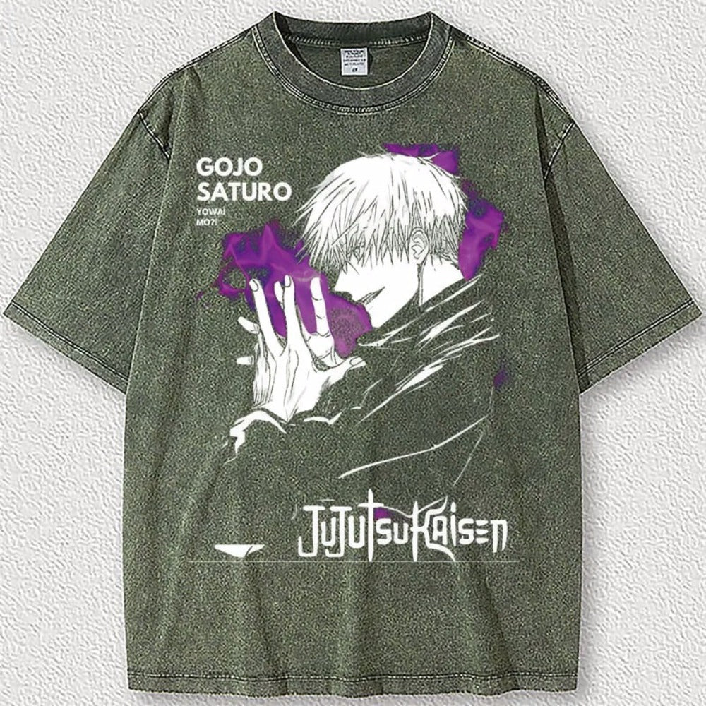 Vintage oversized acid-washed T-shirt Printed Street Harajuk