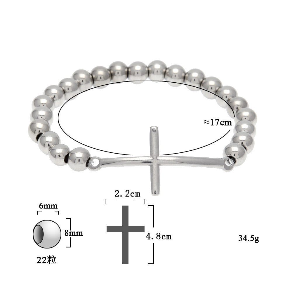 Bracelet Stainless Steel Color Retaining Hip Hop Bracelet Cross Pendant Stitching Crosses Royalty