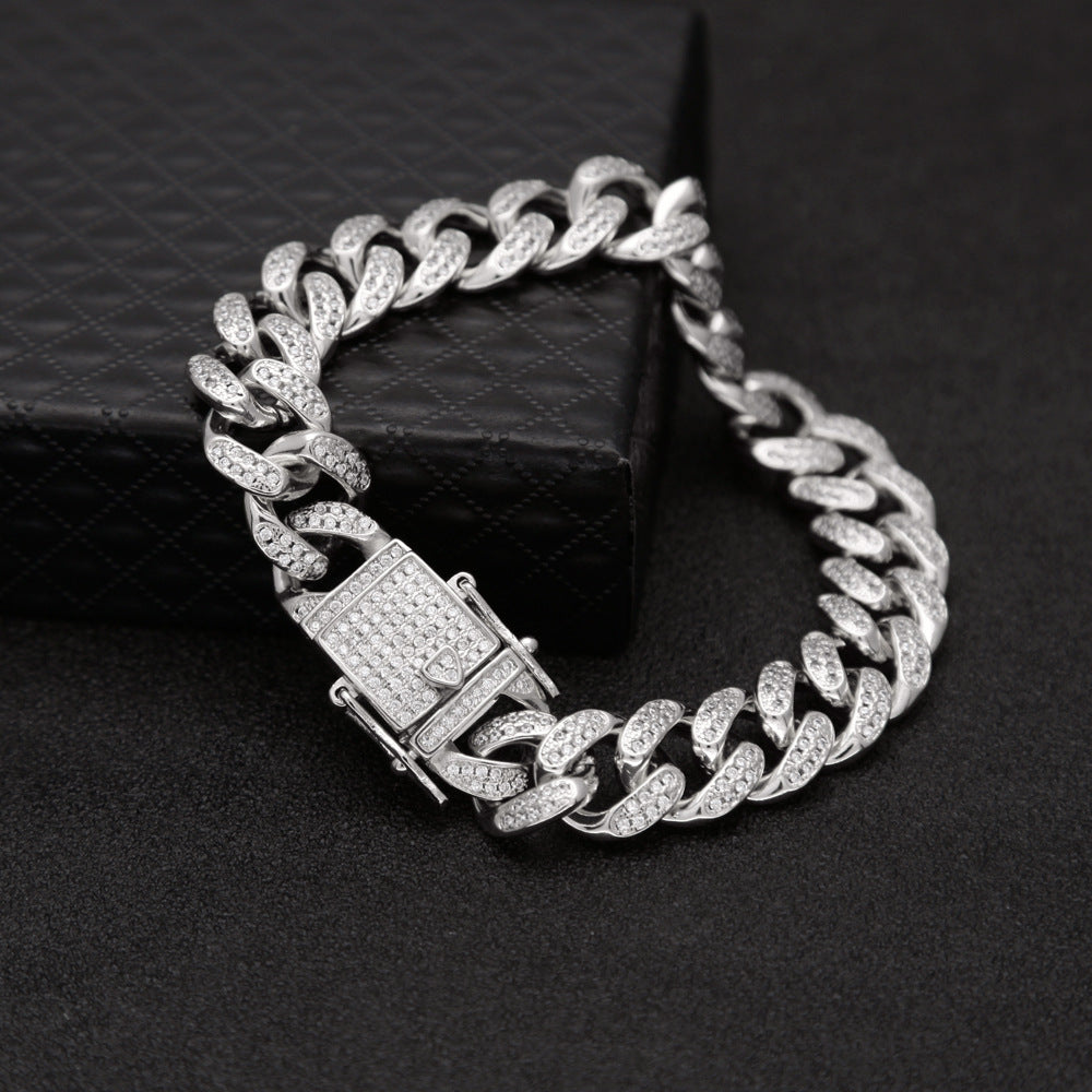 Bracelet Hip Hop Bracelet Full Diamond Gold Cuban Bracelet Spectrum St. Valentine's
