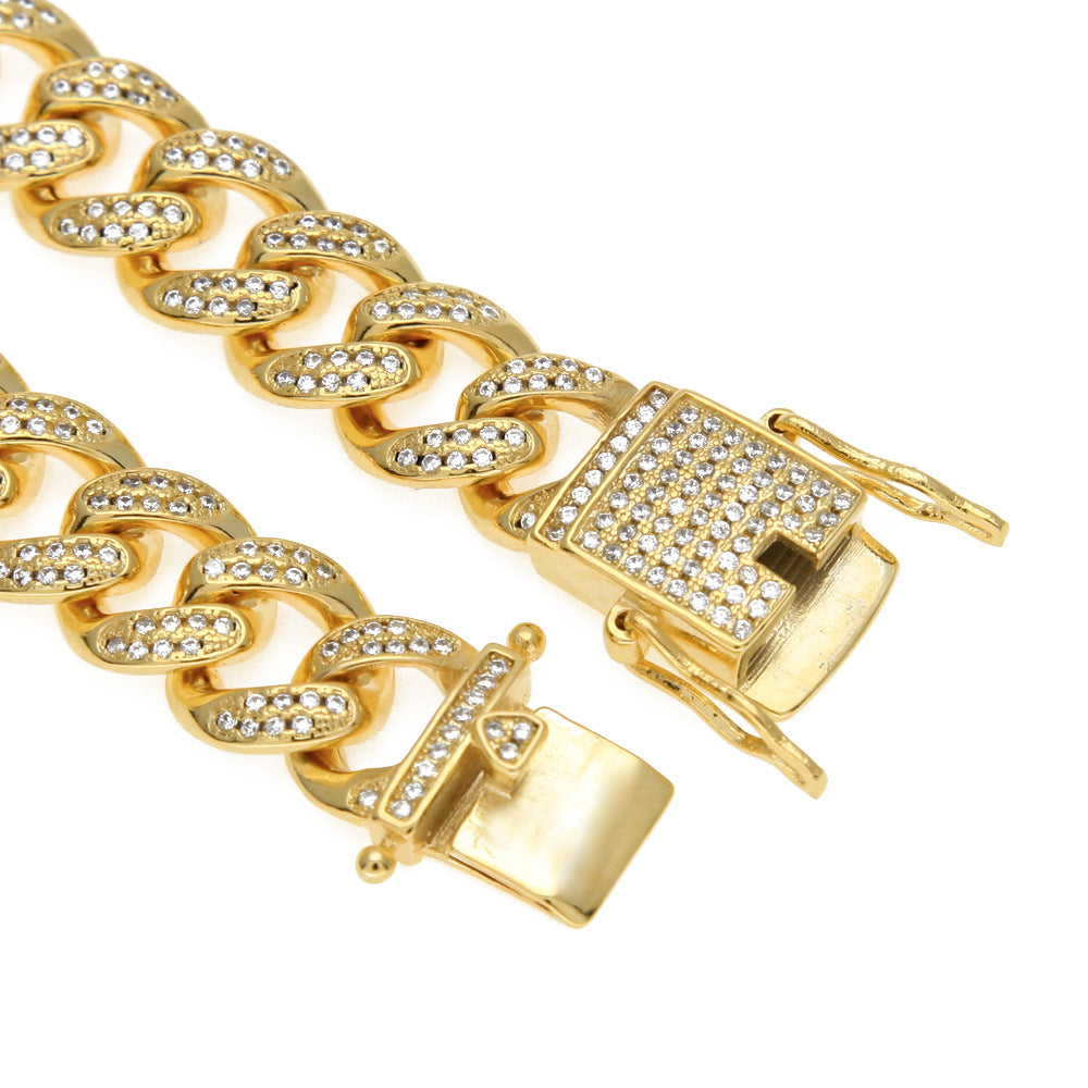 Bracelet Hip Hop Bracelet Full Diamond Gold Cuban Bracelet Spectrum St. Valentine's