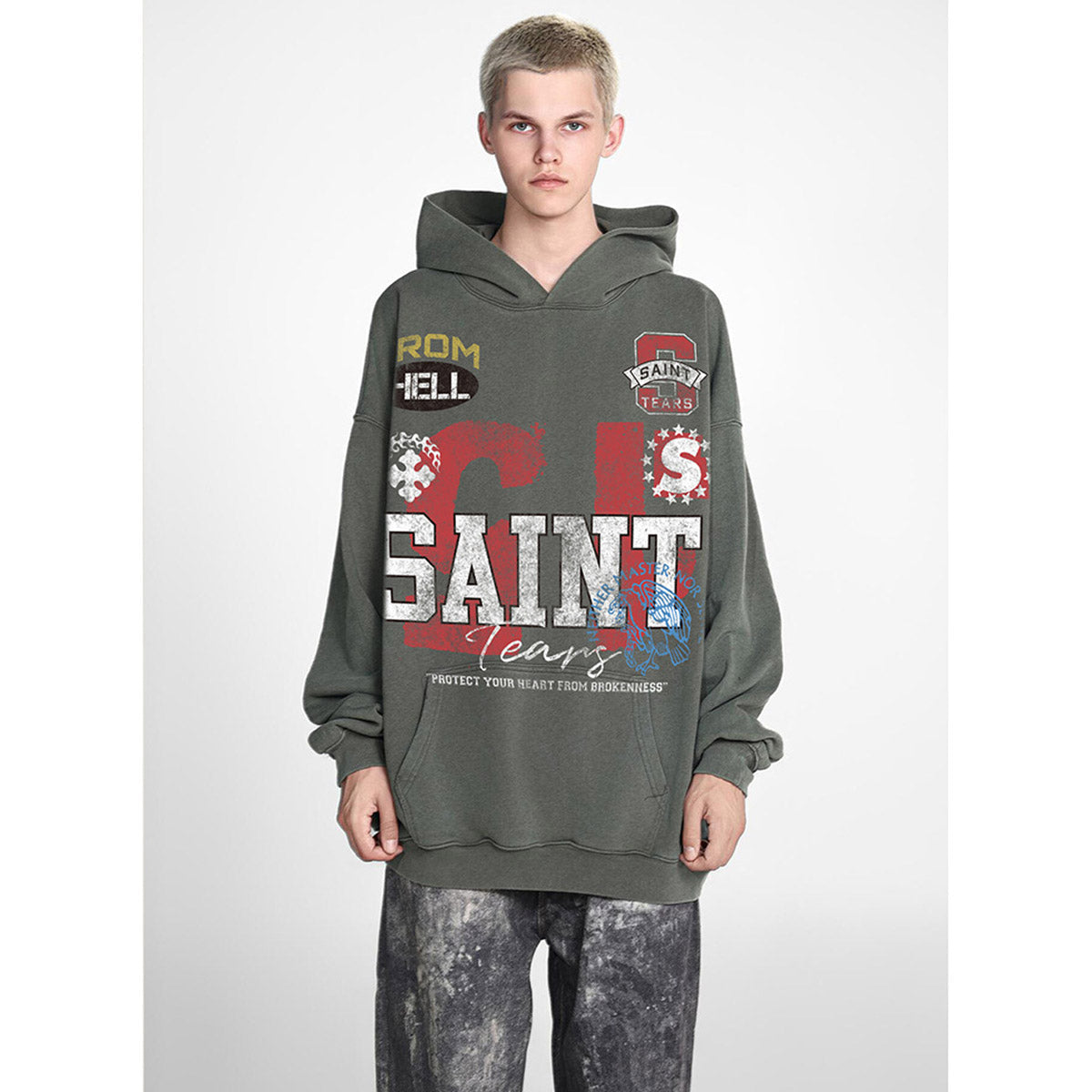 Unisex Hoodies Saint Michael Old Loose Hoodie