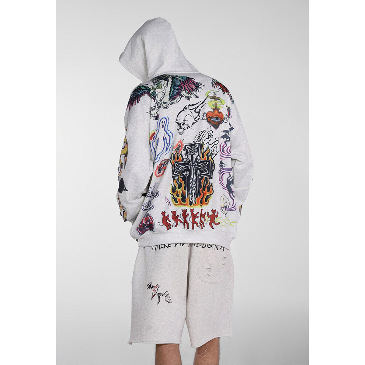 Unisex Hoodies Saint Michael Comic Pattern Loose Hoodie