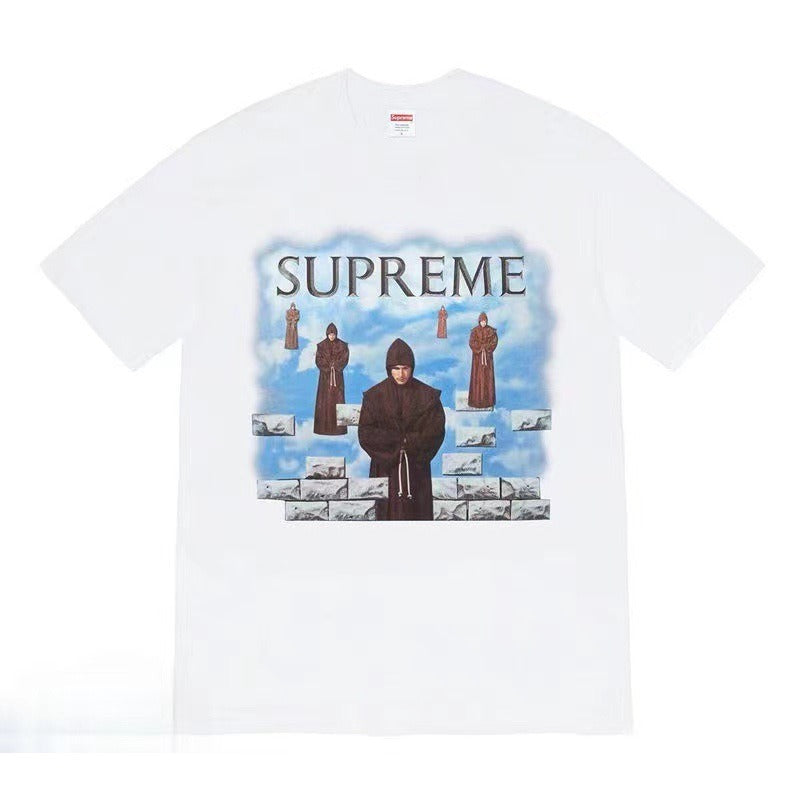 Supreme Men's Alphabet Cartoon Printed Cotton T-shirt Couple