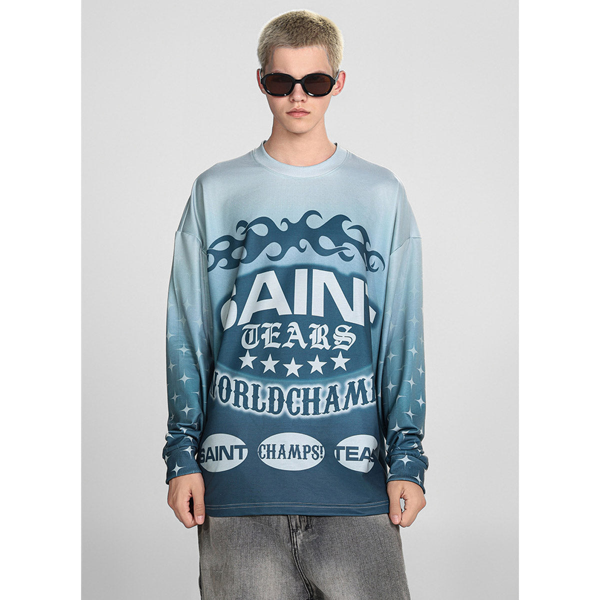 Mens Long Sleeve Shirt Saint Michael Loose Long Sleeve Shirt