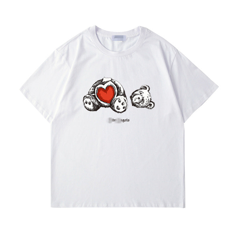 Palm Angels T Shirts Palm Angels Love Teddy Bear Printed Short Sleeve T-shirt